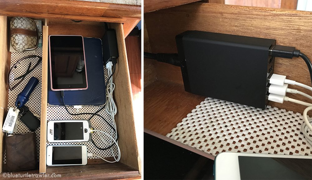 boat interior storage ideas device charging station
